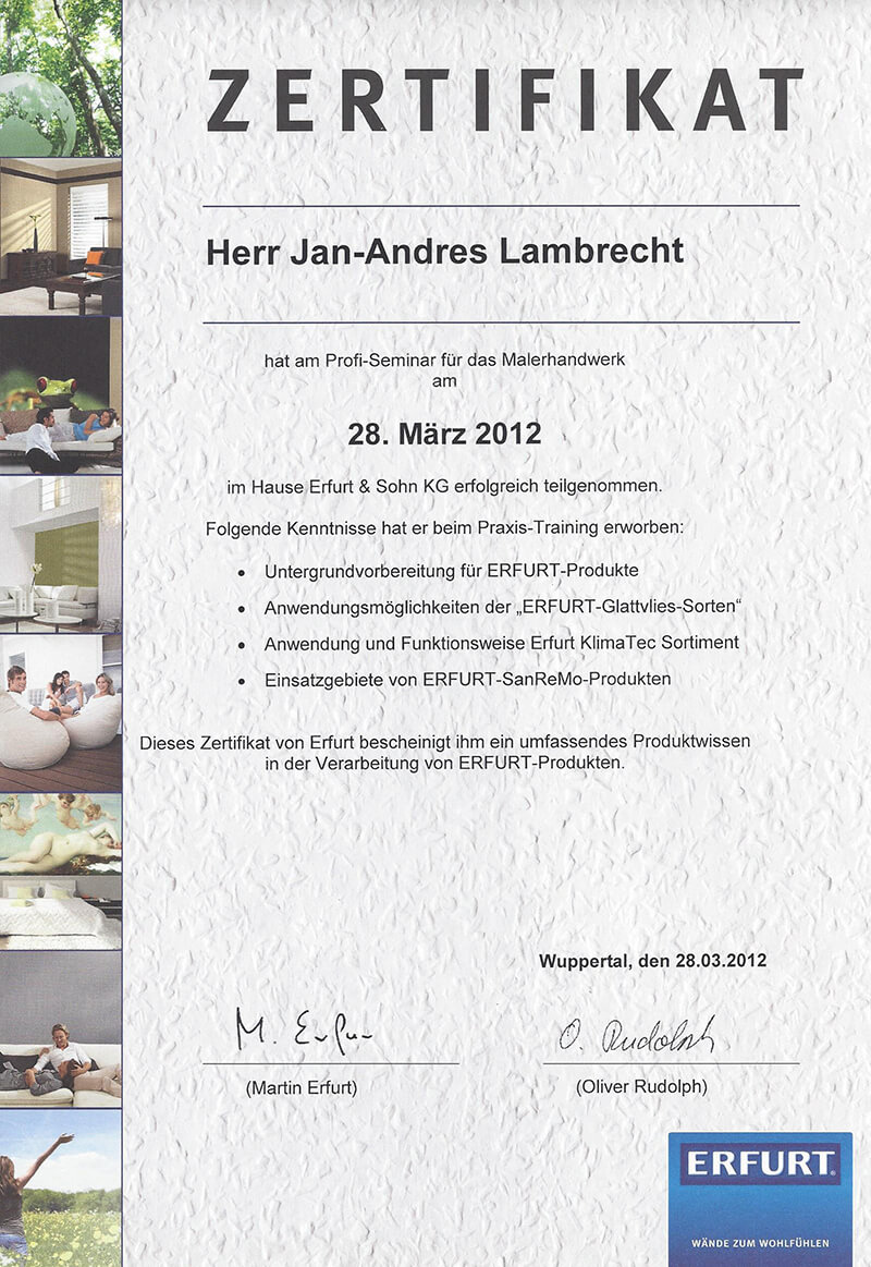 M.C.Hamacher Malermeisterbetrieb Handwerker Stuck Maler Wandmöbel Anstrich Lackierung Tapete Qualifikation Spachteln Außenanstrich Innenanstrich Trockenbau trel
